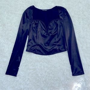Black Satin Shein Crop Top